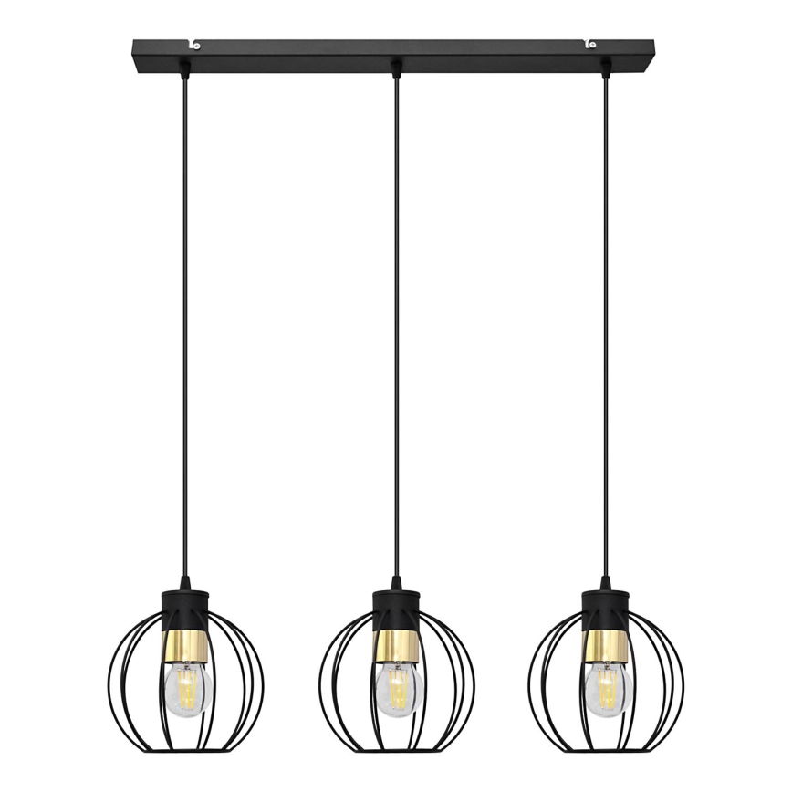 Подвесная люстра STARLIGHT 3xE27/15W/230V черная/золотая