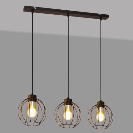 Подвесная люстра STARLIGHT 3xE27/15W/230V черная/золотая