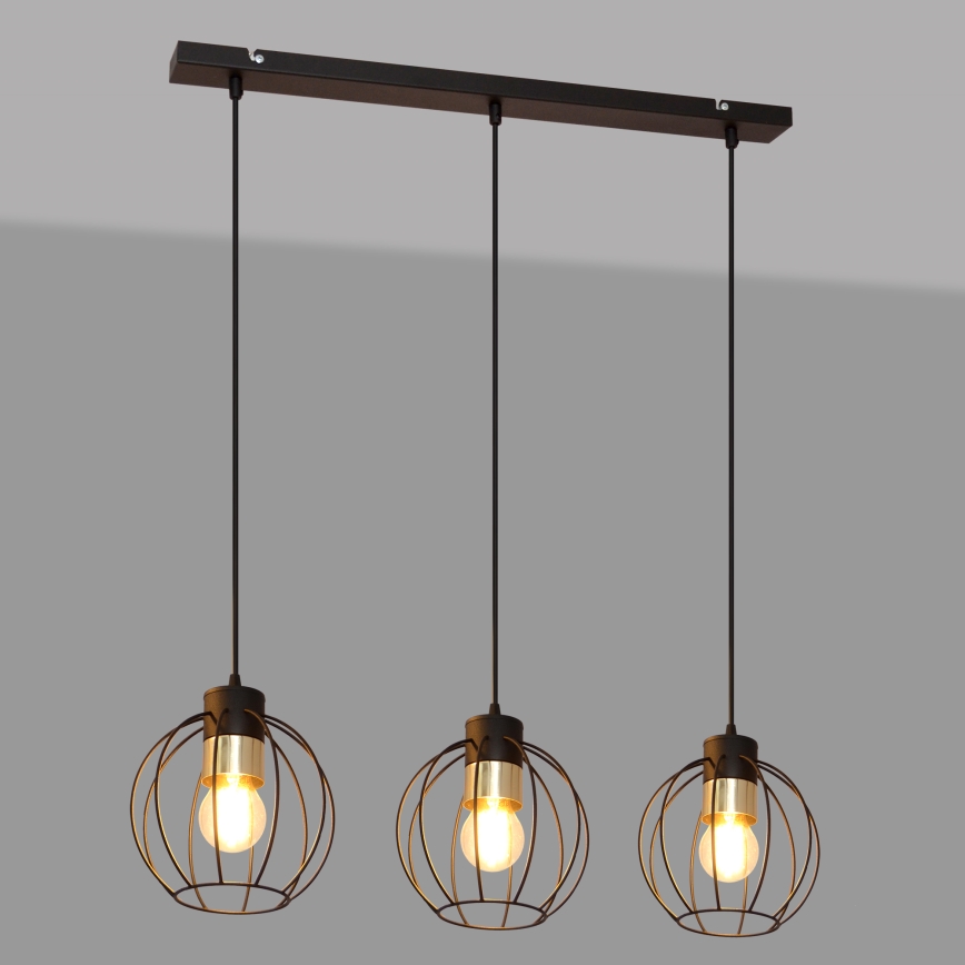 Подвесная люстра STARLIGHT 3xE27/15W/230V черная/золотая