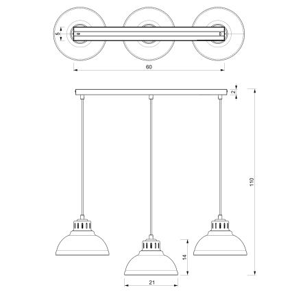 Подвесная люстра SVEN 3xE27/15W/230V черный