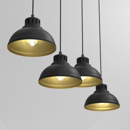 Подвесная люстра SVEN 4xE27/15W/230V черный/золотой