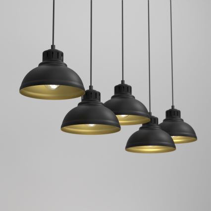 Подвесная люстра SVEN 5xE27/15W/230V черный/золотой