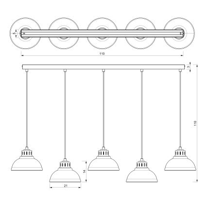 Подвесная люстра SVEN 5xE27/15W/230V черный/золотой