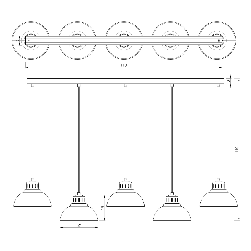 Подвесная люстра SVEN 5xE27/15W/230V черный/золотой
