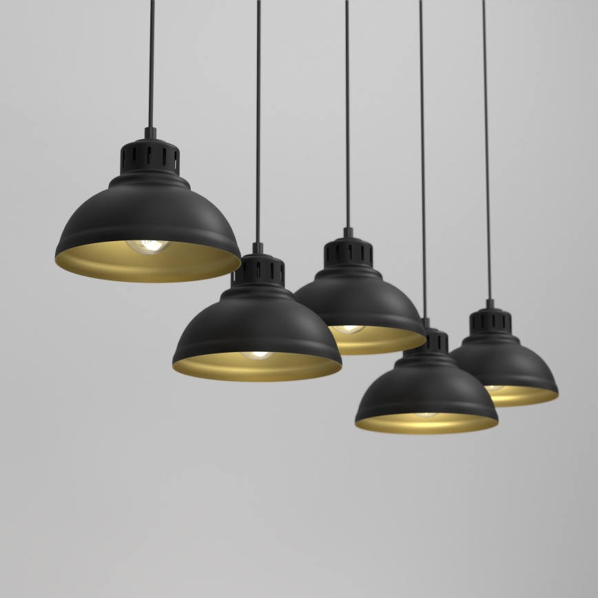 Подвесная люстра SVEN 5xE27/15W/230V черный/золотой