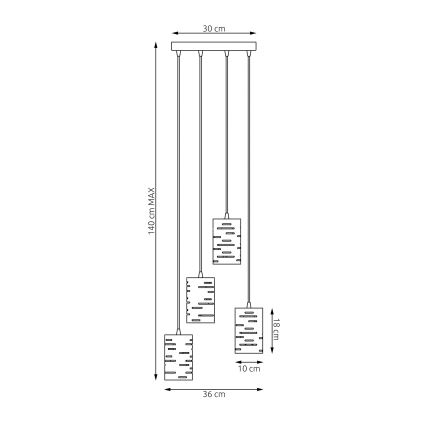 Подвесная люстра TANK 4xE27/15W/230V черная