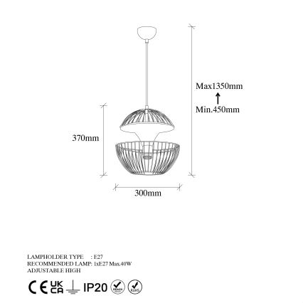 Подвесная люстра TELMANDER 1xE27/40W/230V золотистый