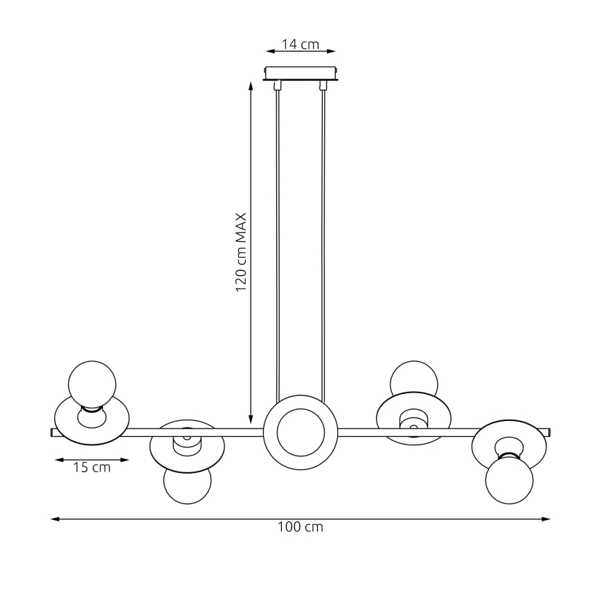 Подвесная люстра TOKEN 6xE27/15W/230V черная