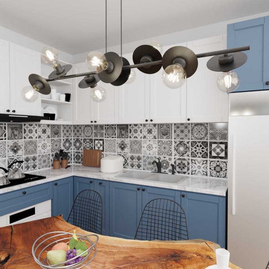 Подвесная люстра TOKEN 8xE27/15W/230V черная