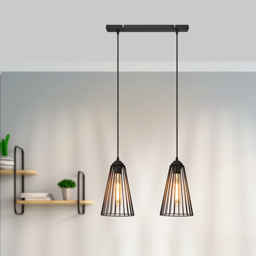 Подвесная люстра TORRI 2xE27/15W/230V черный
