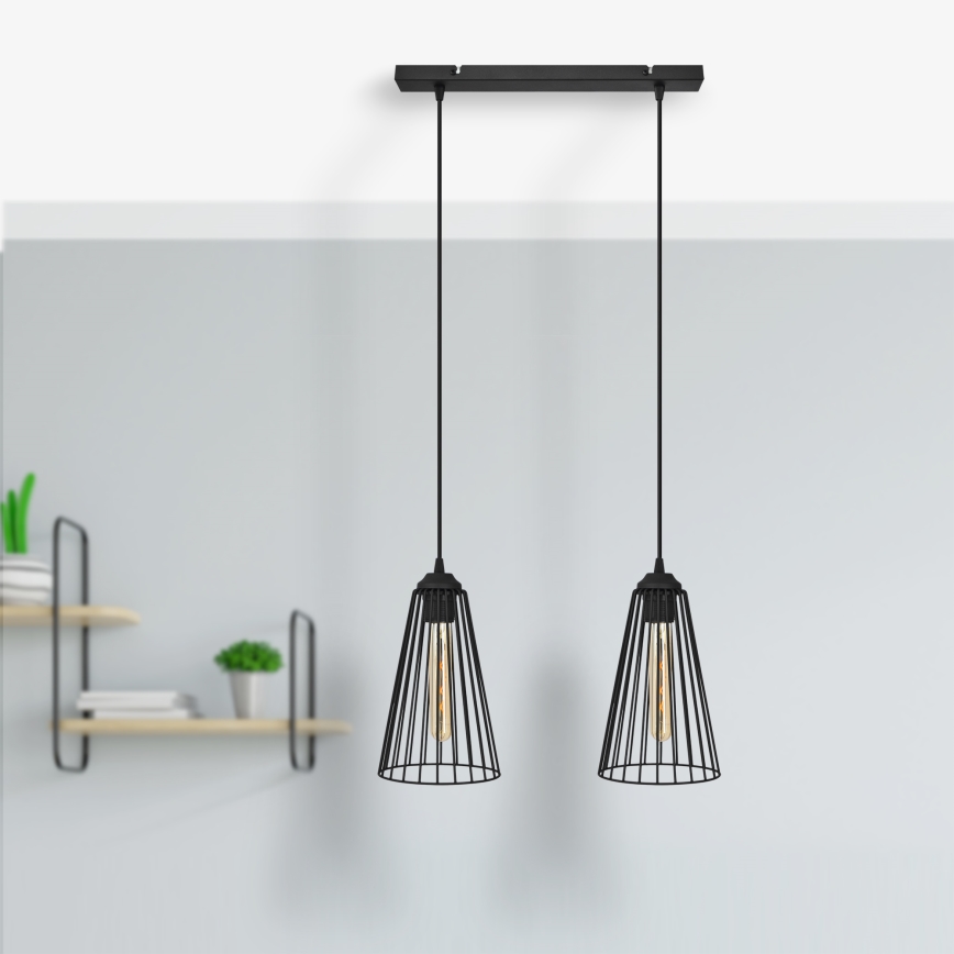 Подвесная люстра TORRI 2xE27/15W/230V черный