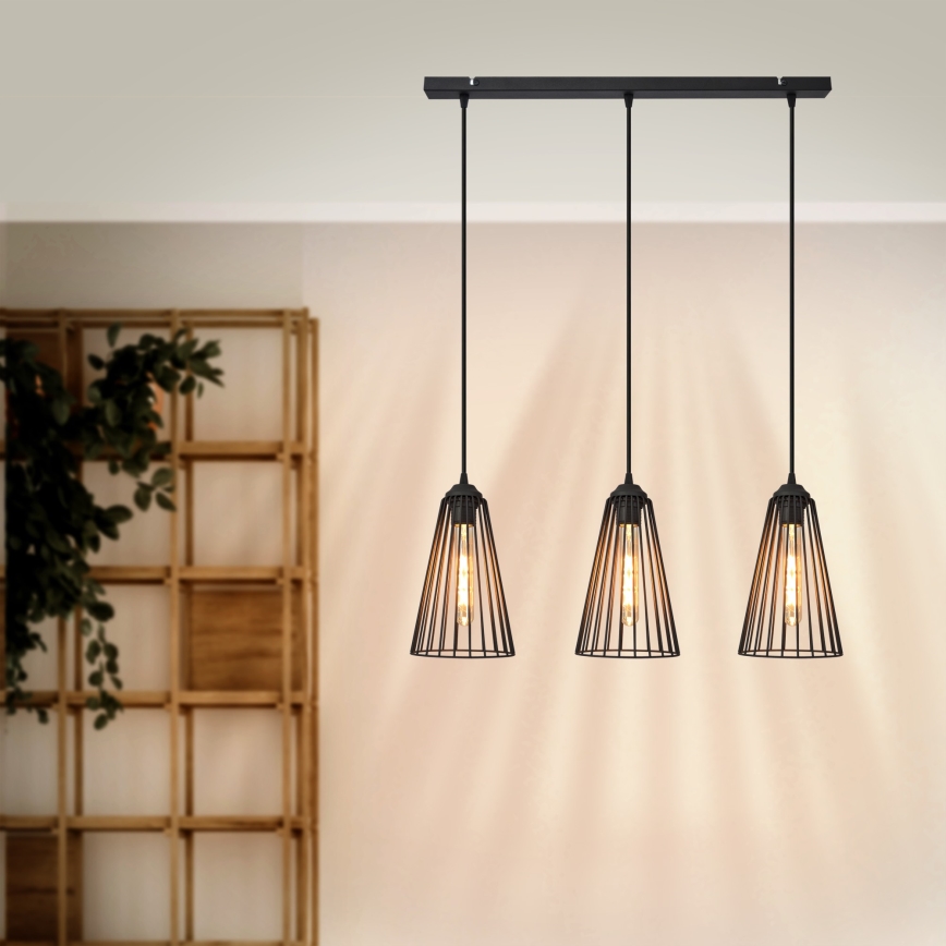 Подвесная люстра TORRI 3xE27/15W/230V черный