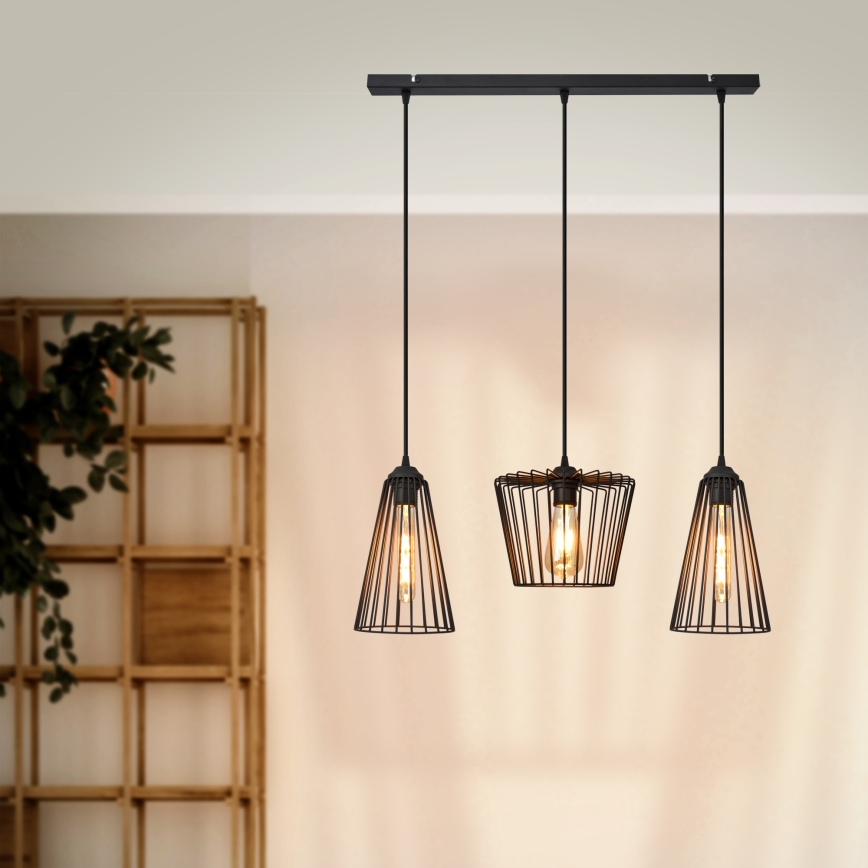 Подвесная люстра TORRI 3xE27/15W/230V черный