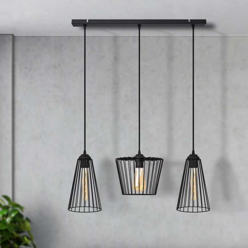 Подвесная люстра TORRI 3xE27/15W/230V черный