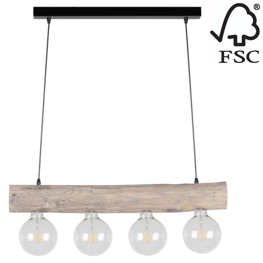 Подвесная люстра TRABO 4xE27/60W/230V сосна - сертифицировано FSC