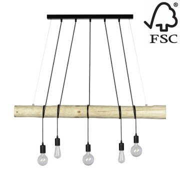 Подвесная люстра TRABO 5xE27/60W/230V сосна - сертифицировано FSC