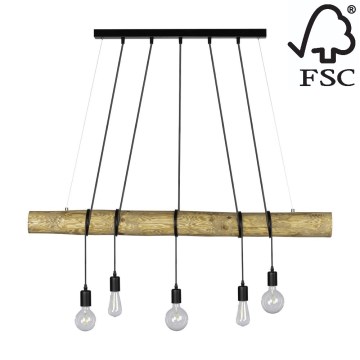 Подвесная люстра TRABO 5xE27/60W/230V сосна - сертифицировано FSC