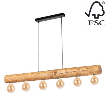 Подвесная люстра TRABO 6xE27/25W/230V дуб - сертифицировано FSC
