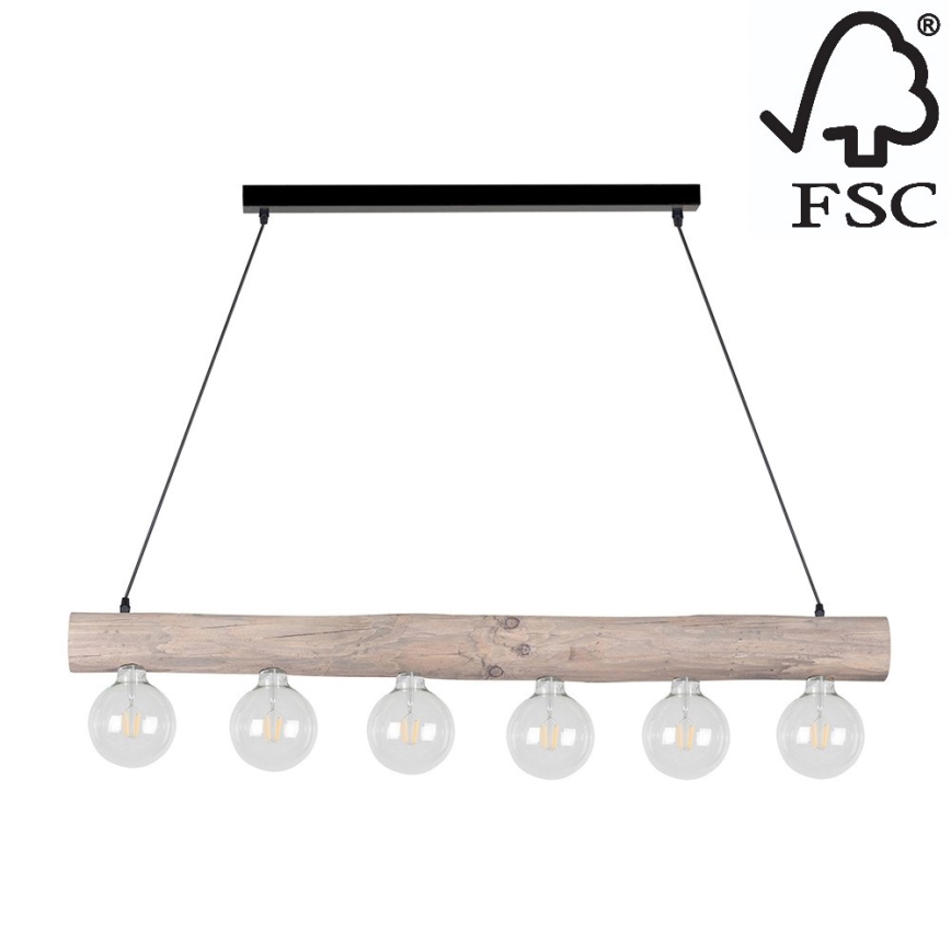 Подвесная люстра TRABO 6xE27/60W/230V pine - сертифицировано FSC