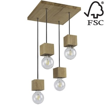 Подвесная люстра TRONGO 4xE27/60W/230V дуб - сертифицировано FSC
