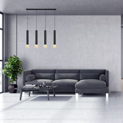 Подвесная люстра TUBA 4xE27/15W/230V черная