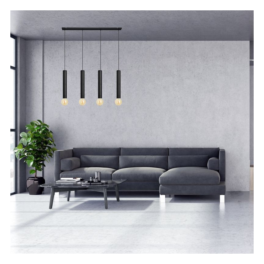 Подвесная люстра TUBA 4xE27/15W/230V черная