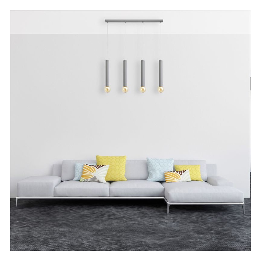 Подвесная люстра TUBA 4xE27/15W/230V серая