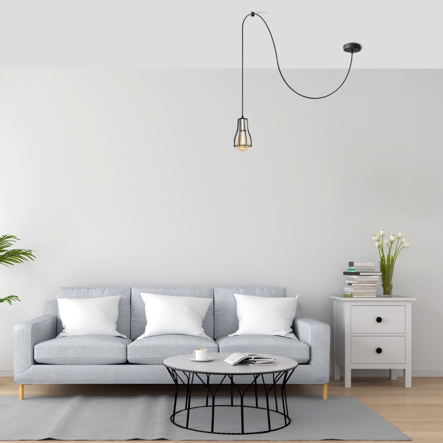 Подвесная люстра TUBE 1xE27/15W/230V черный/блестящий хром