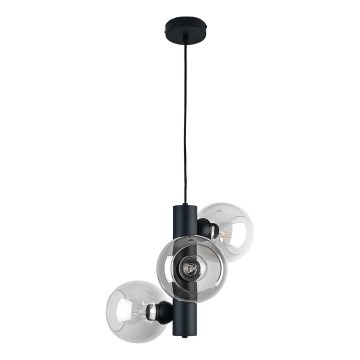 Подвесная люстра TUBE 3xE27/60W/230V черный/прозрачный