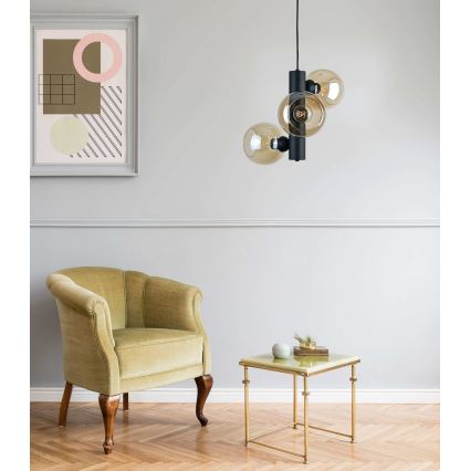 Подвесная люстра TUBE 3xE27/60W/230V черный/дымчатый бежевый