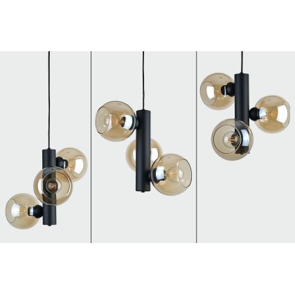 Подвесная люстра TUBE 3xE27/60W/230V черный/дымчатый бежевый