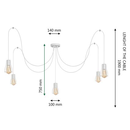 Подвесная люстра TUBE 5xE27/15W/230V белый