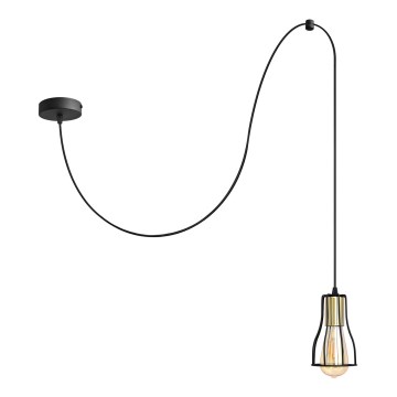 Подвесная люстра TUBE LONG 1xE27/15W/230V черный/золотистый