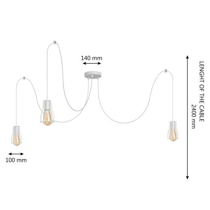 Подвесная люстра TUBE LONG 3xE27/15W/230V белый