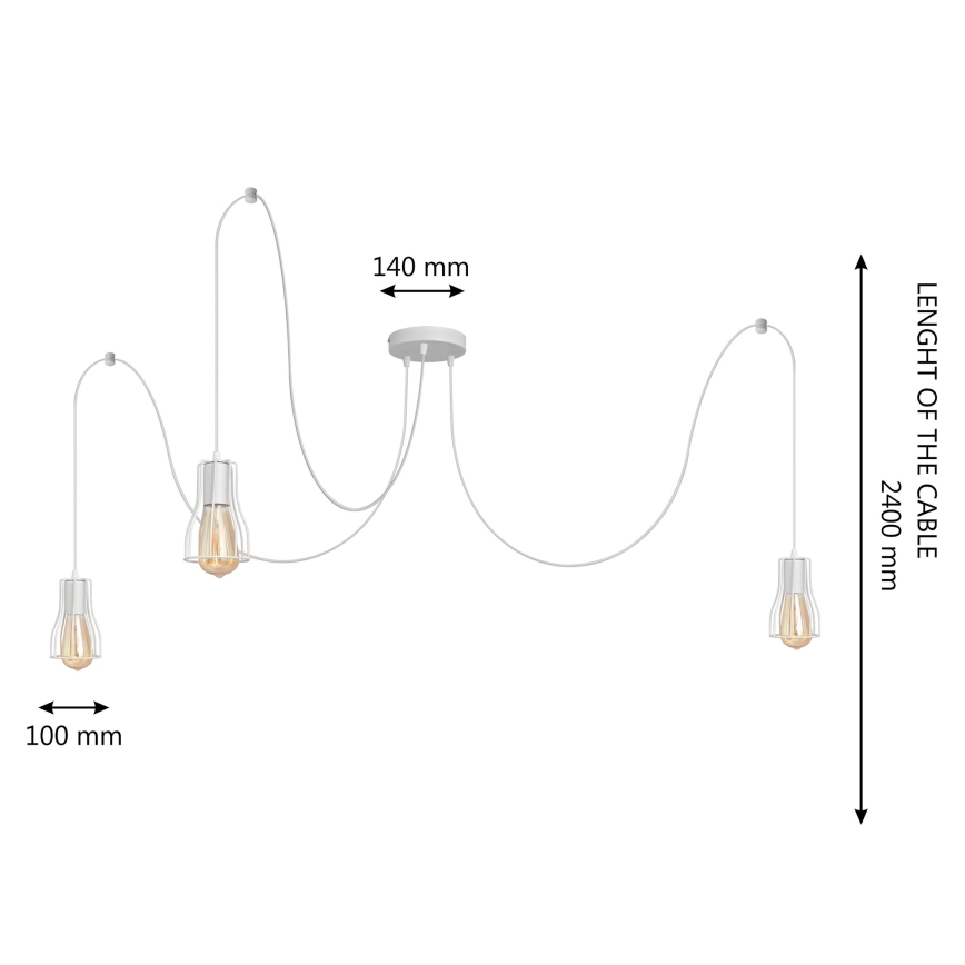 Подвесная люстра TUBE LONG 3xE27/15W/230V белый