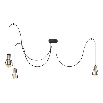 Подвесная люстра TUBE LONG 3xE27/15W/230V черный/золотистый