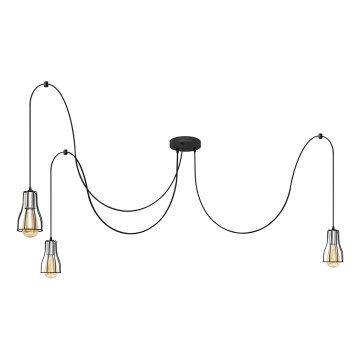 Подвесная люстра TUBE LONG 3xE27/15W/230V черный/блестящий хром
