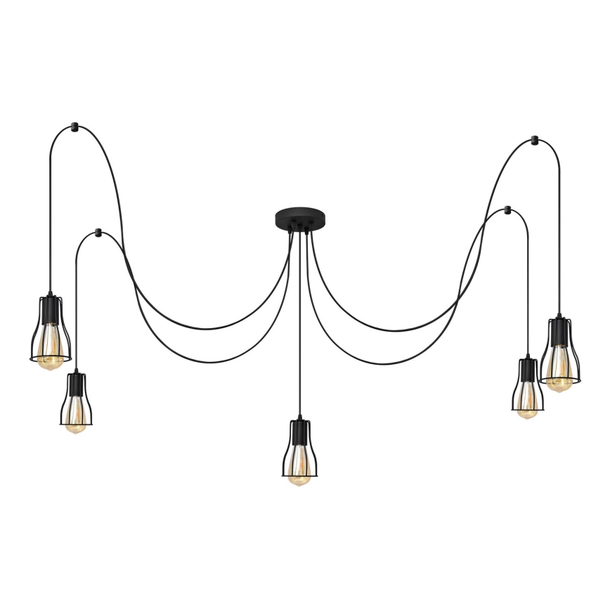 Подвесная люстра TUBE LONG 5xE27/10W/230V черный