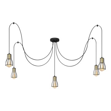 Подвесная люстра TUBE LONG 5xE27/15W/230V черный/золотистый