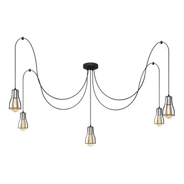 Подвесная люстра TUBE LONG 5xE27/15W/230V черный/блестящий хром