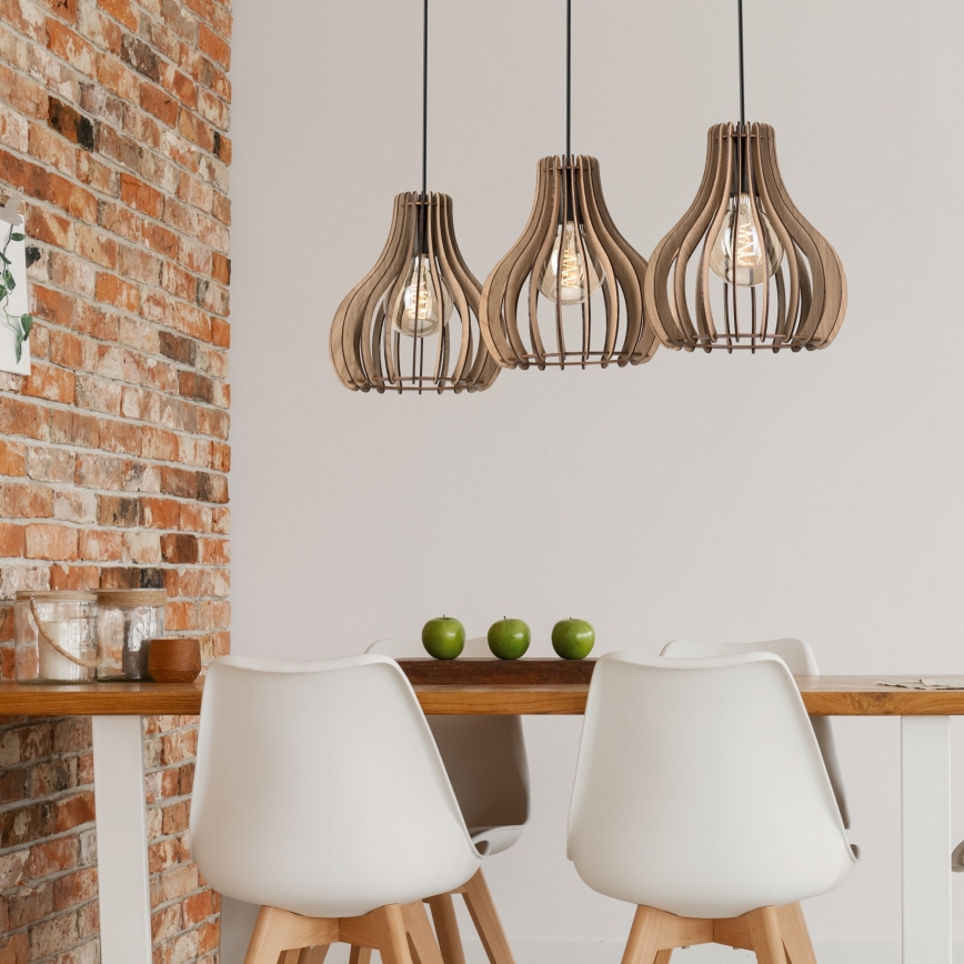 Подвесная люстра TUCCI 3xE27/15W/230V дуб/черный