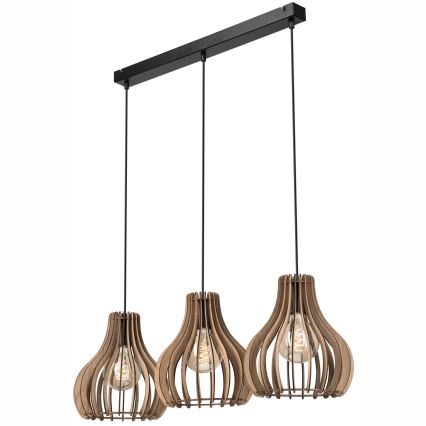 Подвесная люстра TUCCI 3xE27/15W/230V дуб/черный