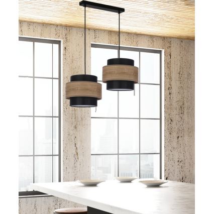 Подвесная люстра TWIN 2xE27/40W/230V коричневый/черный