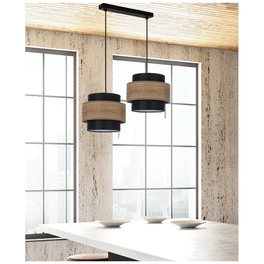 Подвесная люстра TWIN 2xE27/40W/230V коричневый/черный