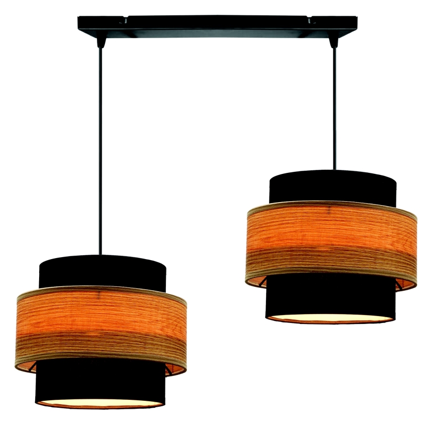 Подвесная люстра TWIN 2xE27/40W/230V коричневый/черный