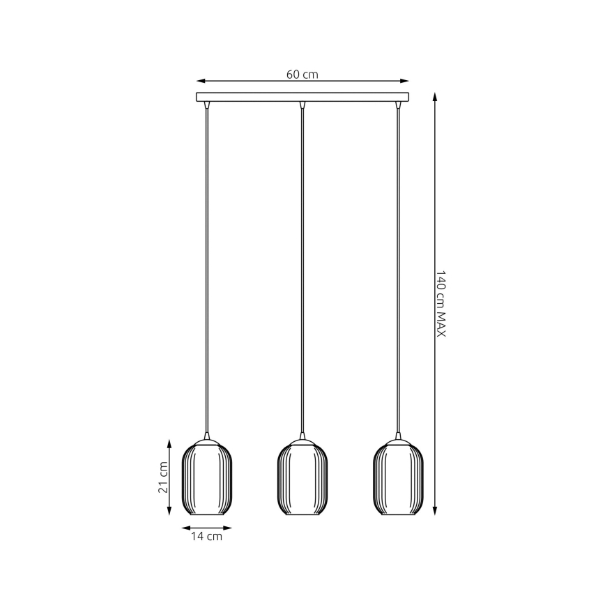 Подвесная люстра VERDI 3xE27/15W/230V черный/белый
