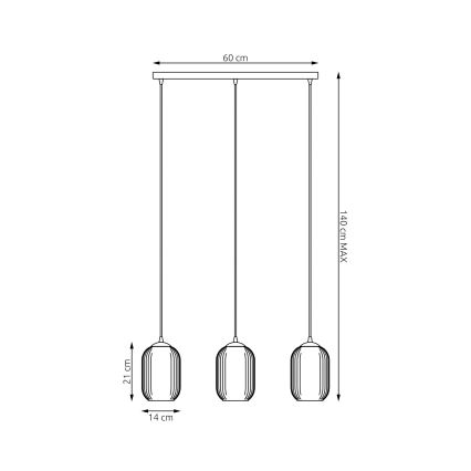 Подвесная люстра VERDI 3xE27/15W/230V черный/серый