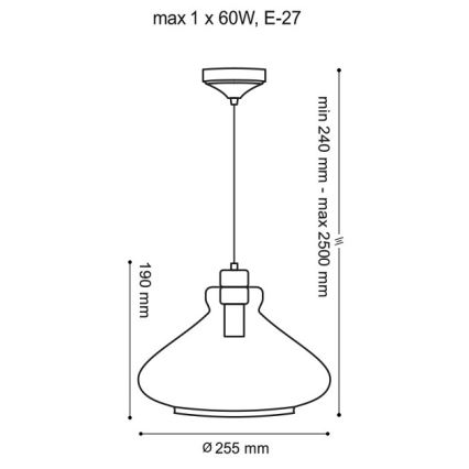 Подвесная люстра VETRO 1xE27/60W/230V бук