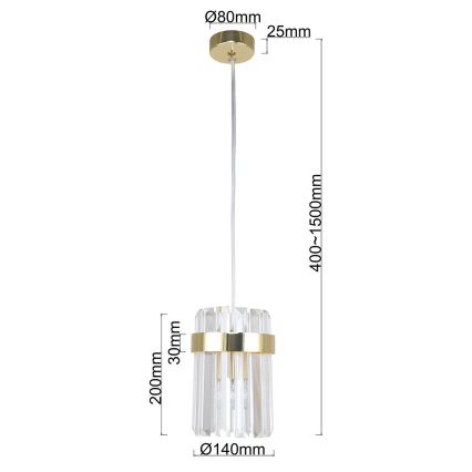 Подвесная люстра VETRO на тросе 1xE14/10W/230V, золотая