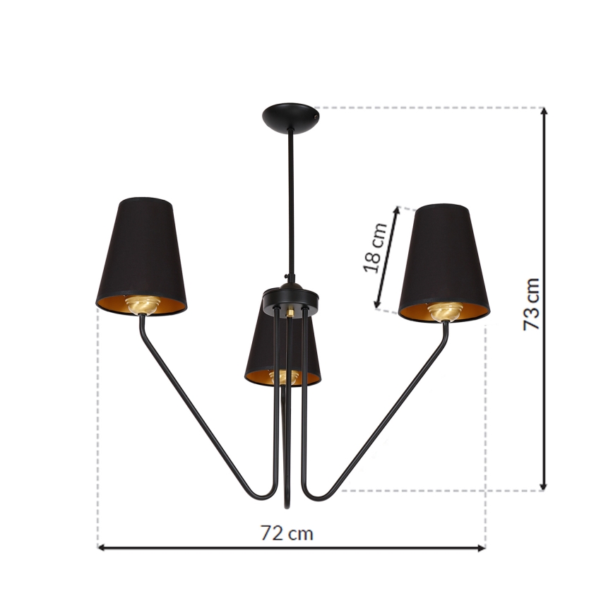 Подвесная люстра VICTORIA 3xE27/60W/230V черная